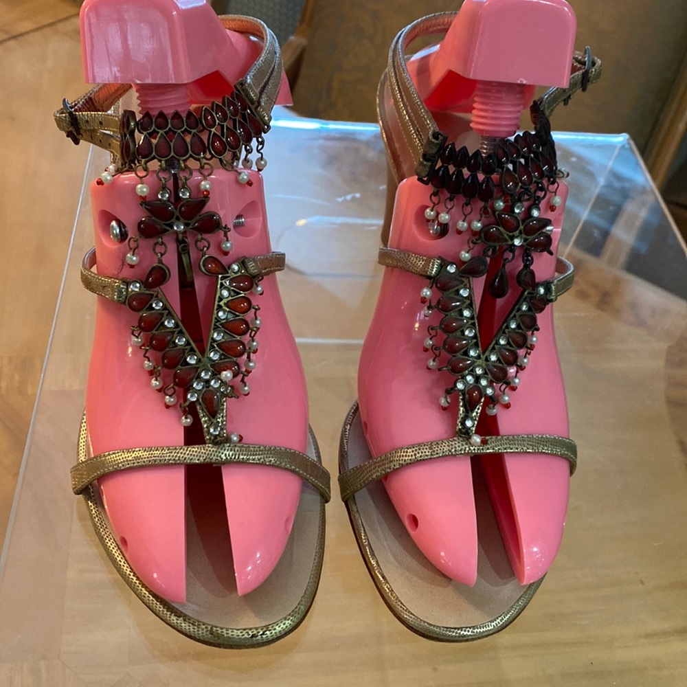 Giuseppe Zanotti Gold Snakeskin ankle strap sandals